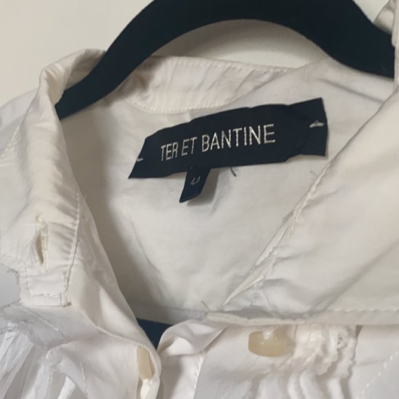 TER ET BANTINE White Ruffled Blouse - size 44 - Picture 2 of 4